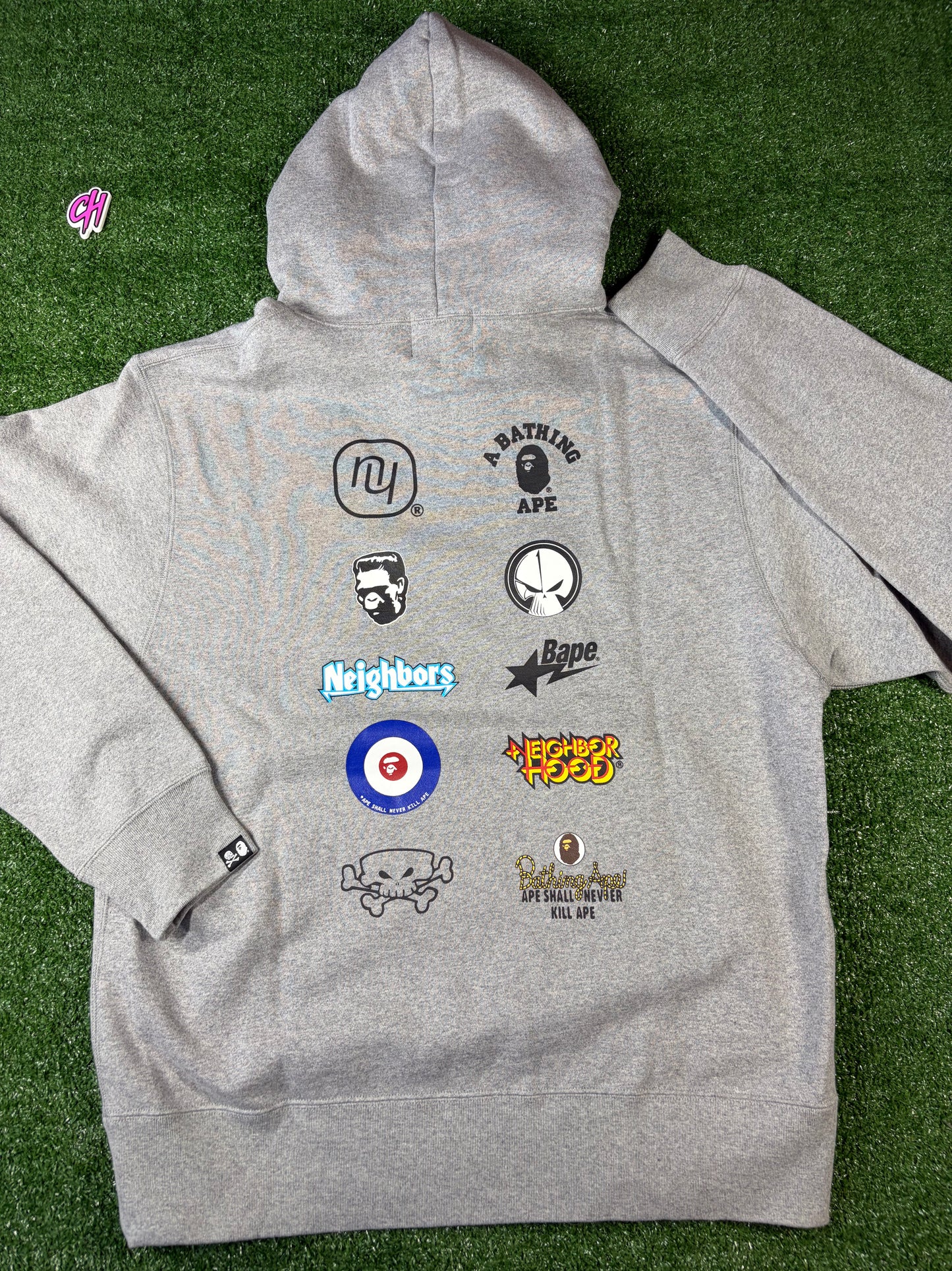 BAPE x Neighborhood Relaxed Fit Grey Pullover Hoodie Large