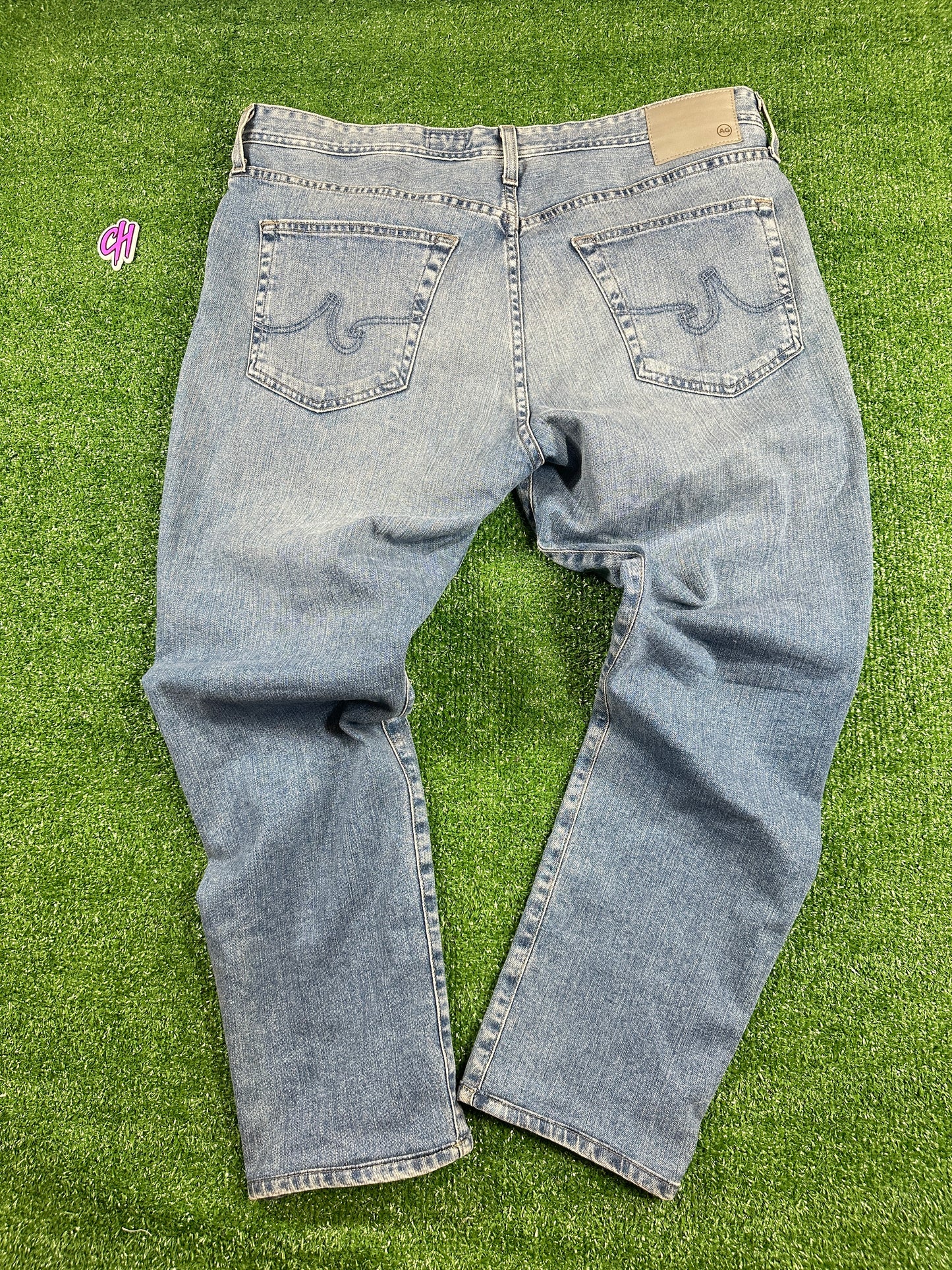 AG Men's Indigo Light Washed Denim Jeans (USED) - Size 36W/32L