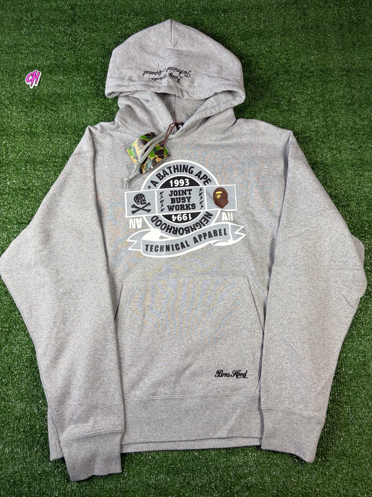 BAPE x Neighborhood Relaxed Fit Grey Pullover Hoodie Large