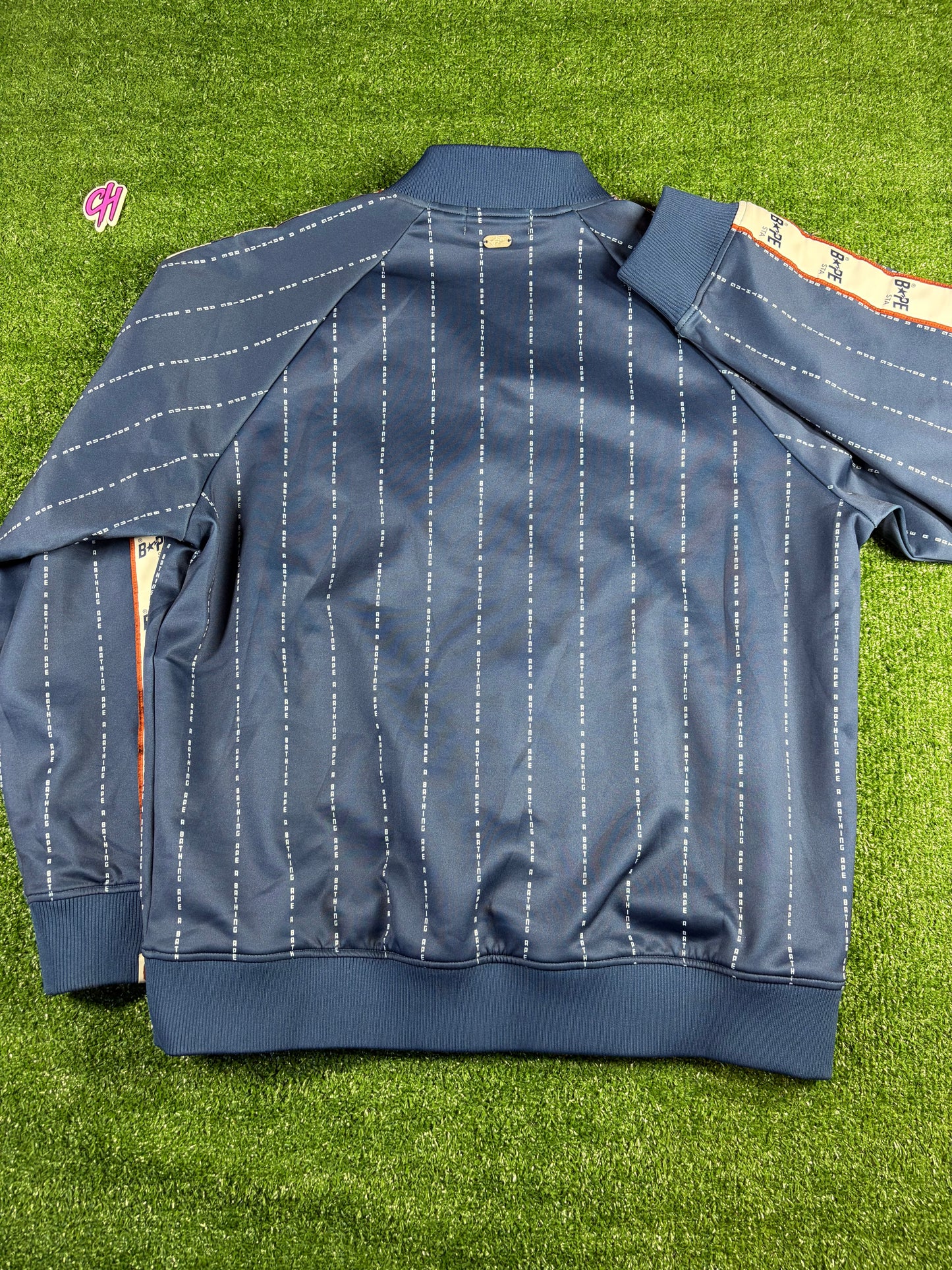BAPE Text Stripe Full-Zip Navy jersey Top Size XL