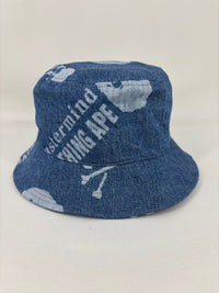 Bape X Mastermind World Indigo Denim Bucket Hat Size Medium