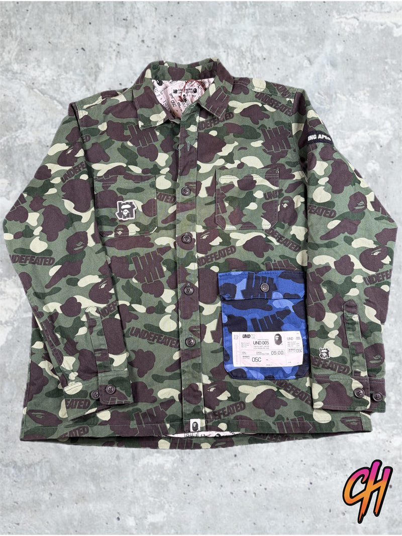 BAPE X Undefeated Color Camo Flannel Jacket Size Large
