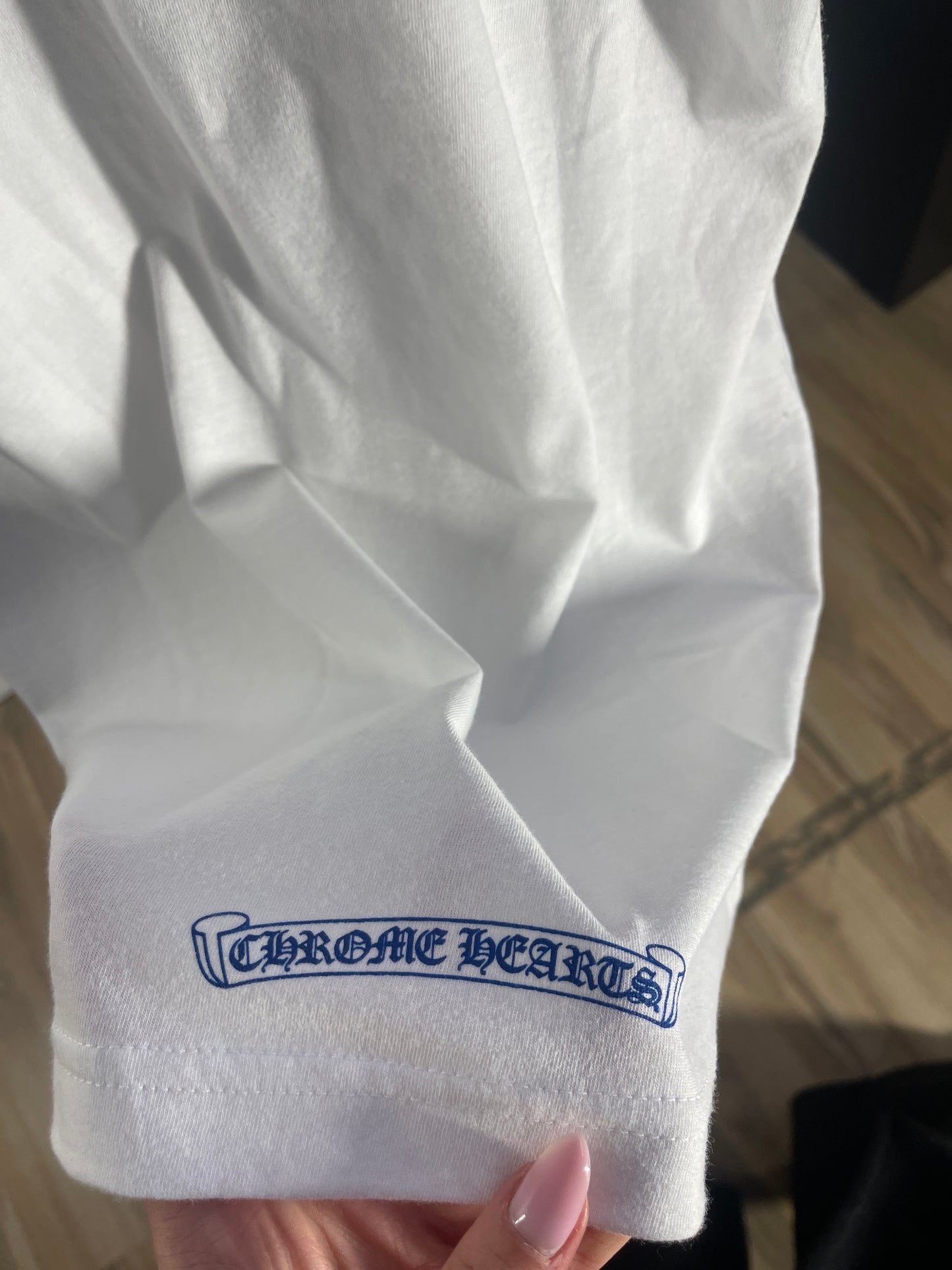 Chrome Hearts Blue Neck Logo White S/S T-Shirt - Men's Small