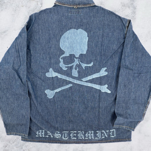 Mastermind World Big Pockets Indigo Denim Shirt Size Large (MSRP: $1,437)