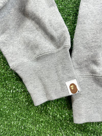 BAPE Grey 'Fading Logo' Pullover Hoodie (STAINED) - Size Large