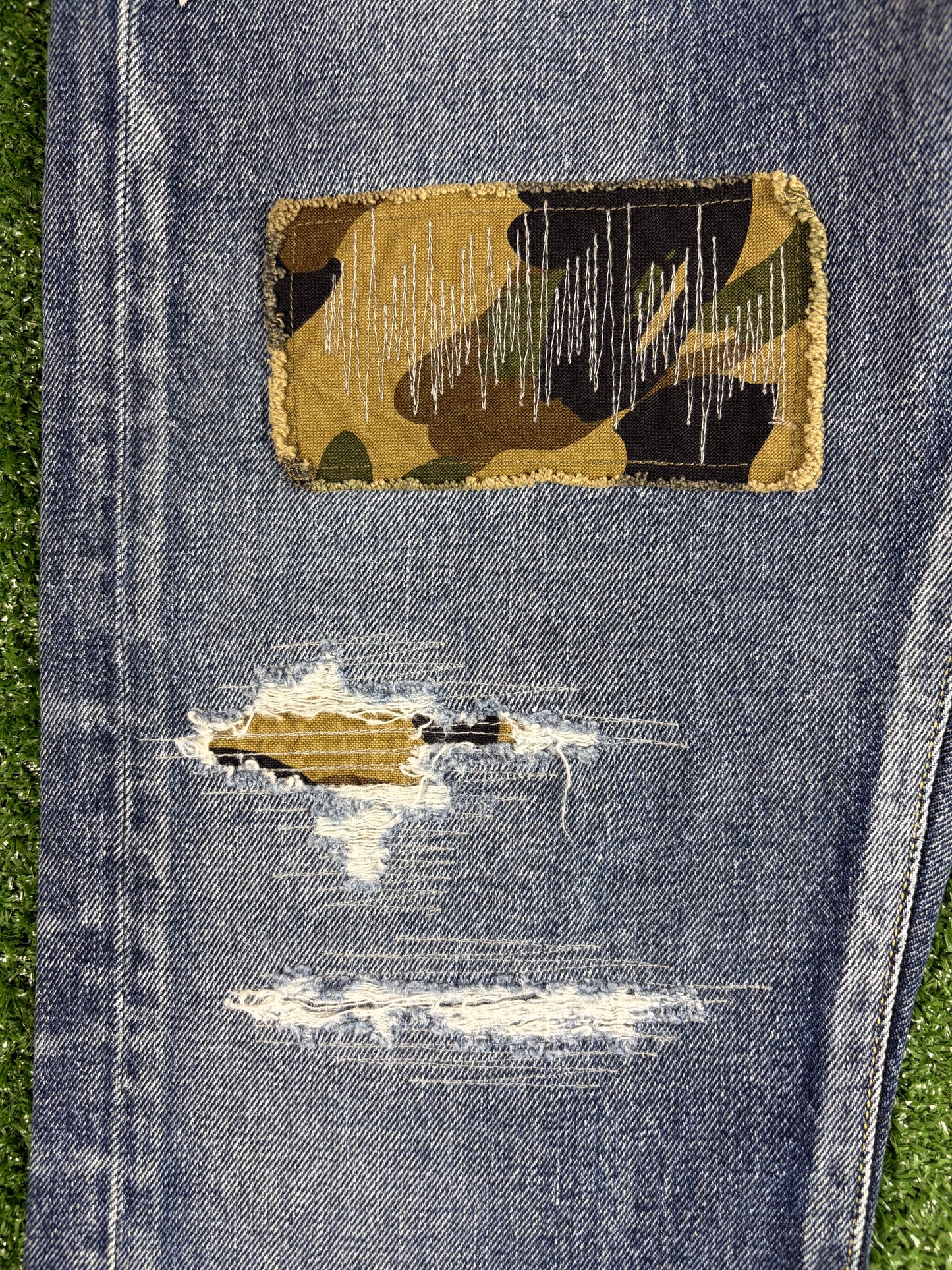 Bape 1999 Type-02 Camo Distressed Jeans Size Large