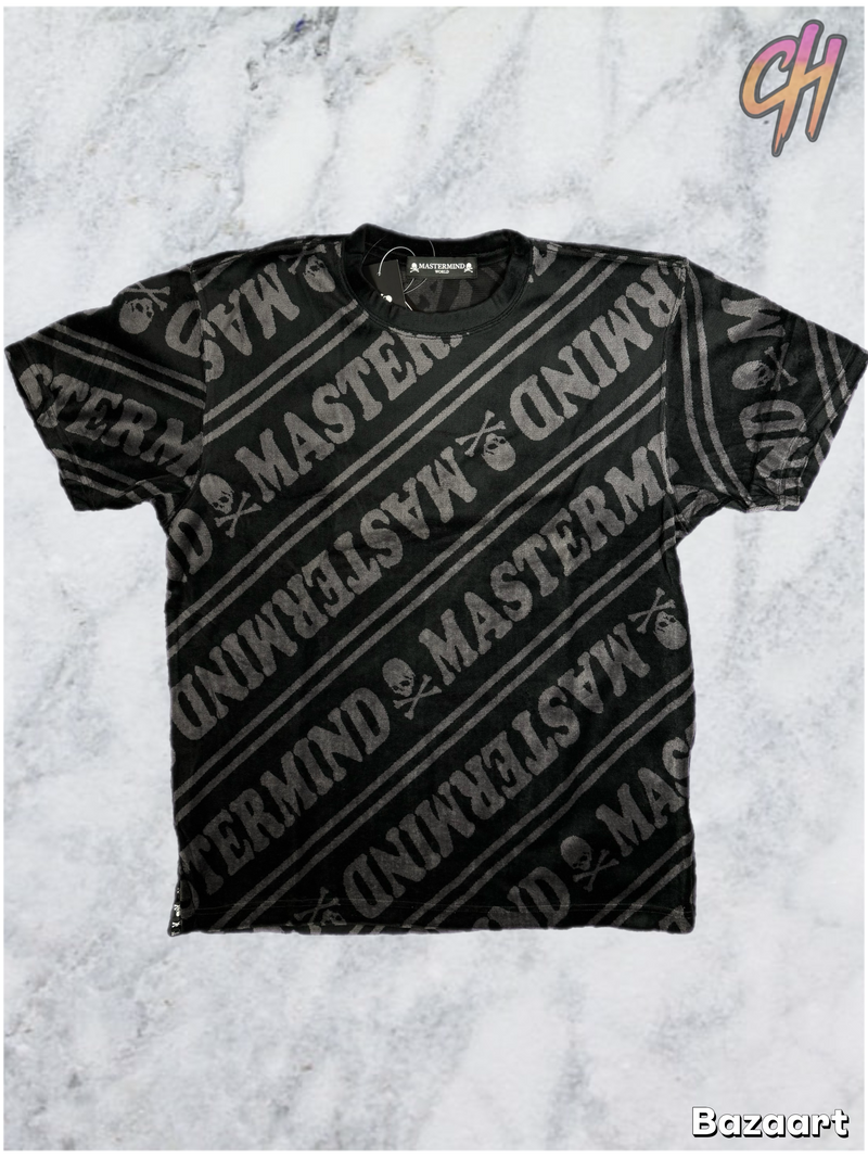 Mastermind Vs. Bape Velour Diagonal Black T-Shirt Size Large