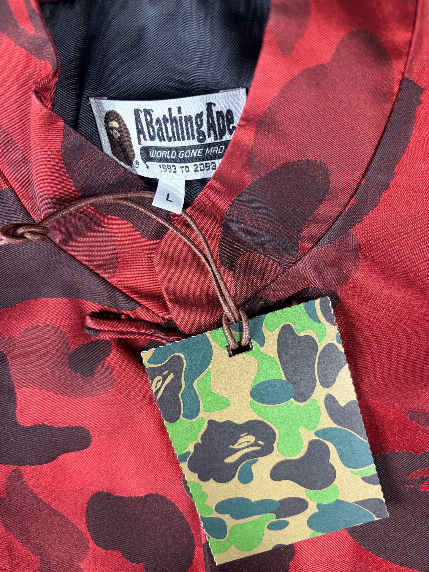 Bape Red Color Camo Padded Chinese Jacket Size XXL