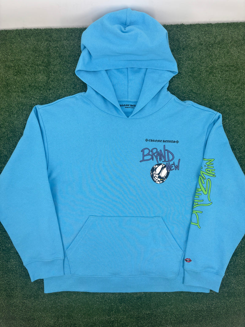 Chrome Hearts Matty Boy Brain New Blue Hoodie Size Large