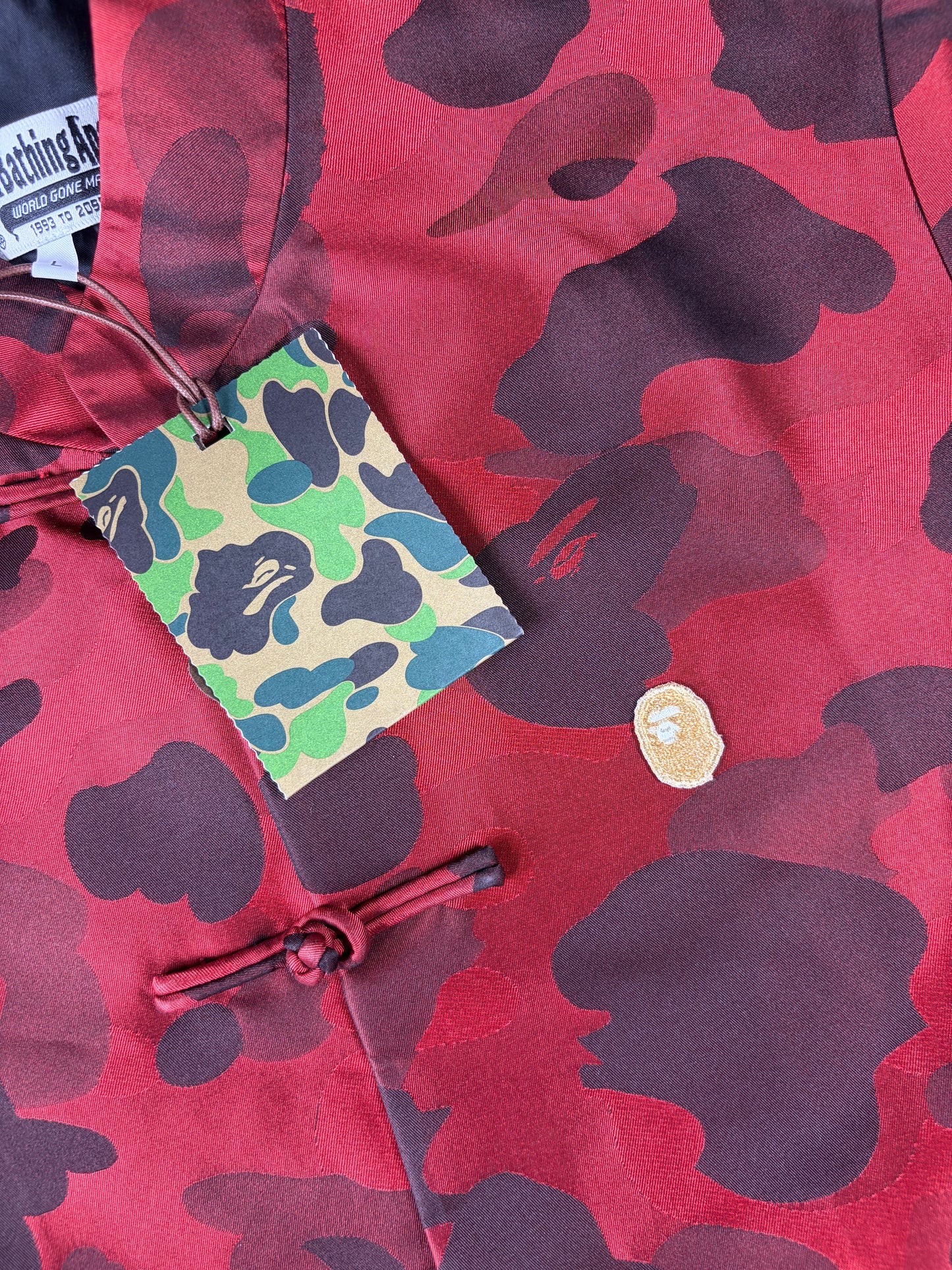 Bape Red Color Camo Padded Chinese Jacket Size XXL