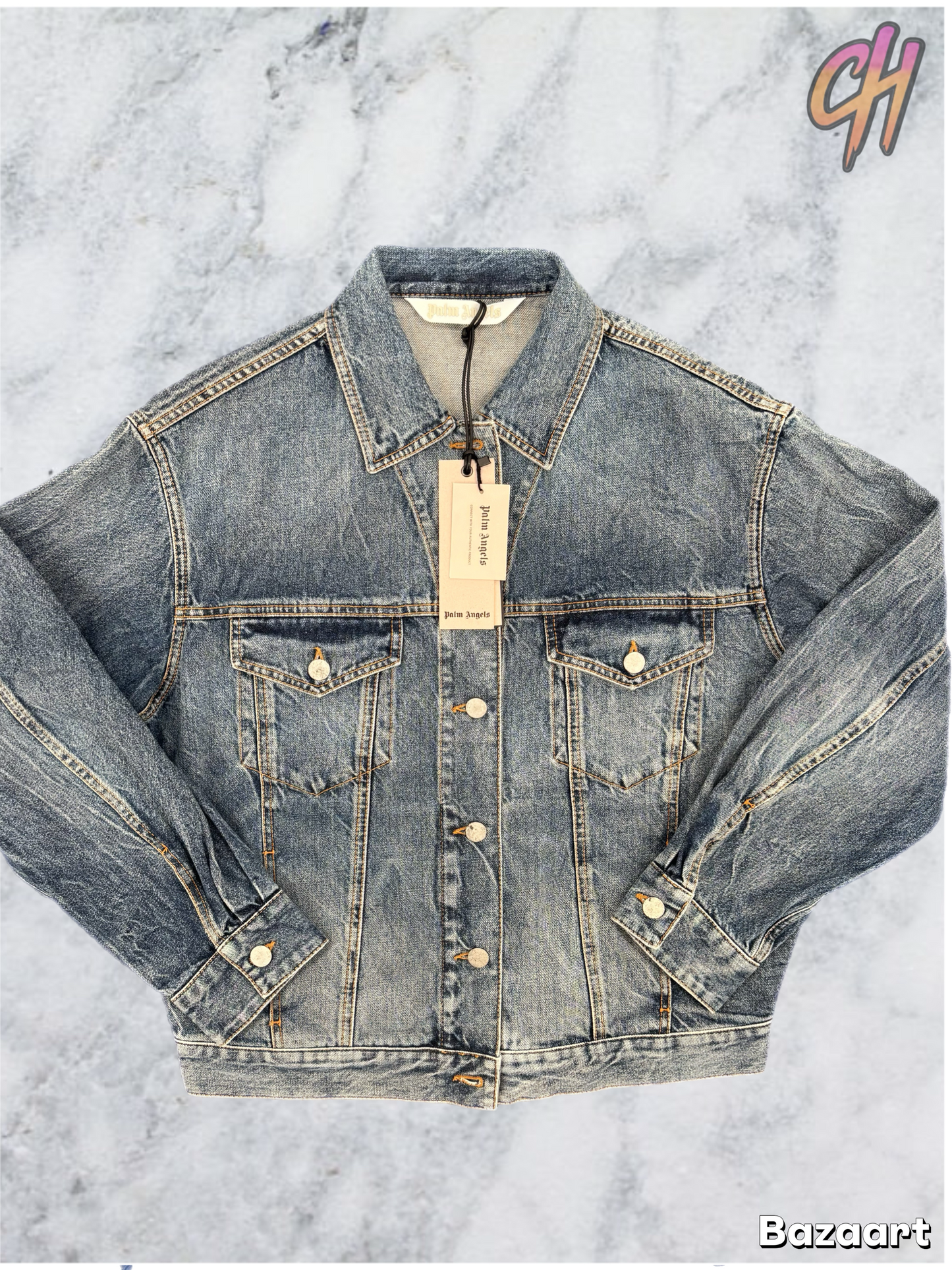 Palm Angels Sunrise Cobalt Denim Jacket Size Small (MSRP: $690.00)