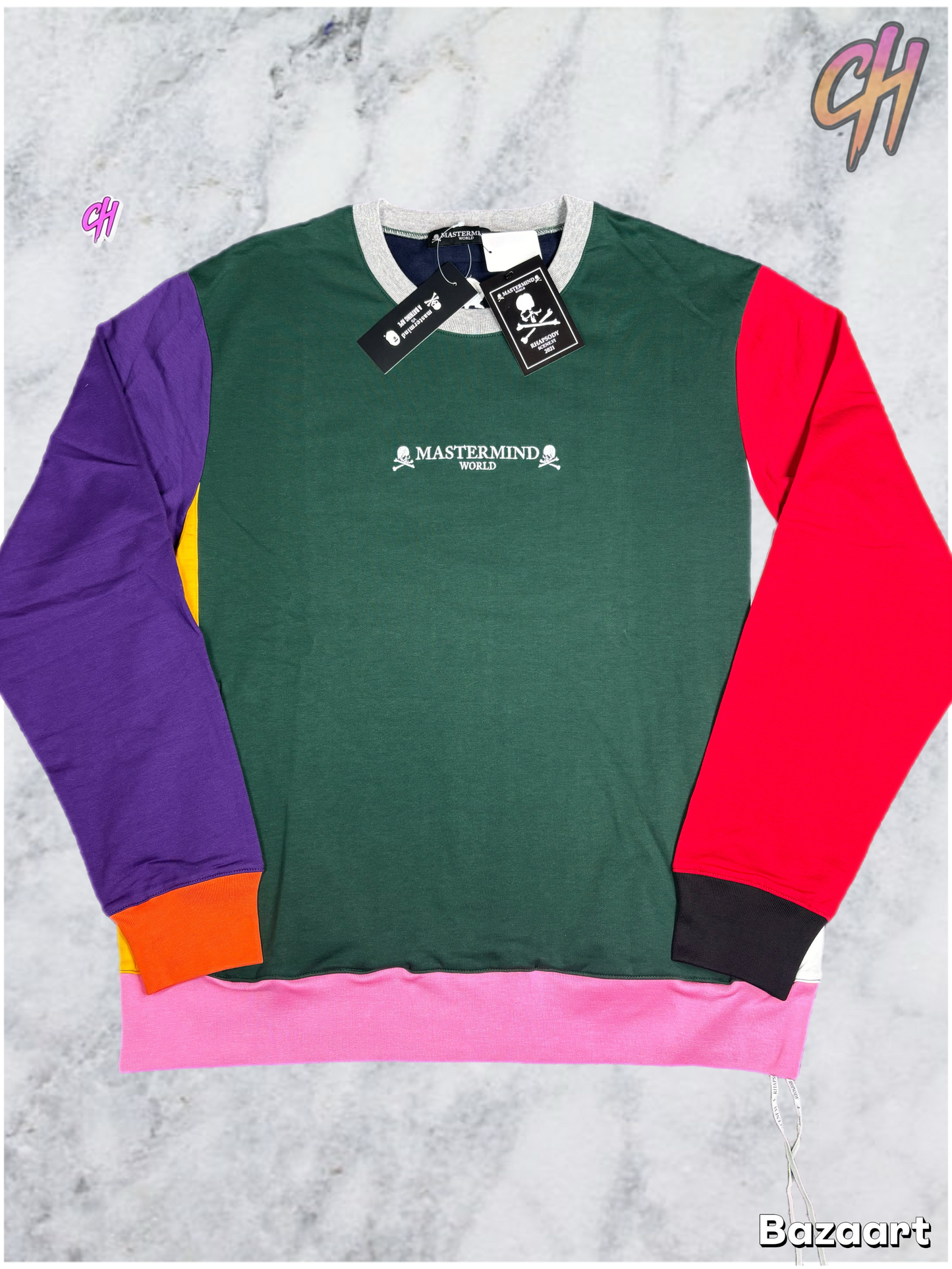 Mastermind World Vs. Bape Multi-Colored Crewneck Sweater Size Large