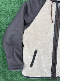 Supreme FW17 Reversed Shearling Hooded Beige/Brown Jacket Size Medium