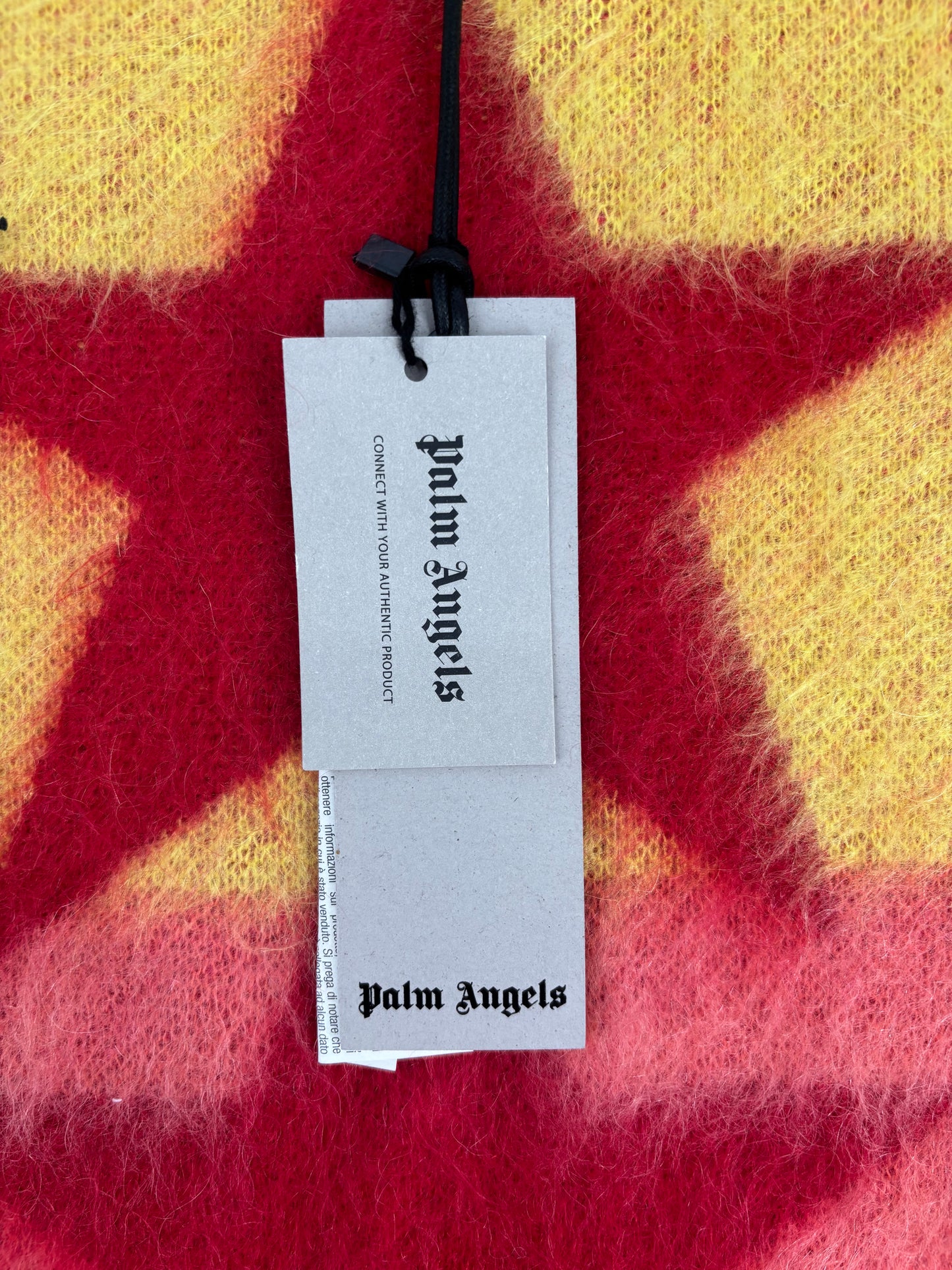 Palm Angels Womens Mohair Stars Sweater Yellow Purple Size Medium