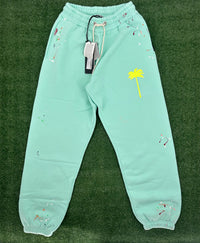 Palm Angels PXP Painted Sweatpants Seafoam Yellow Medium Brand New