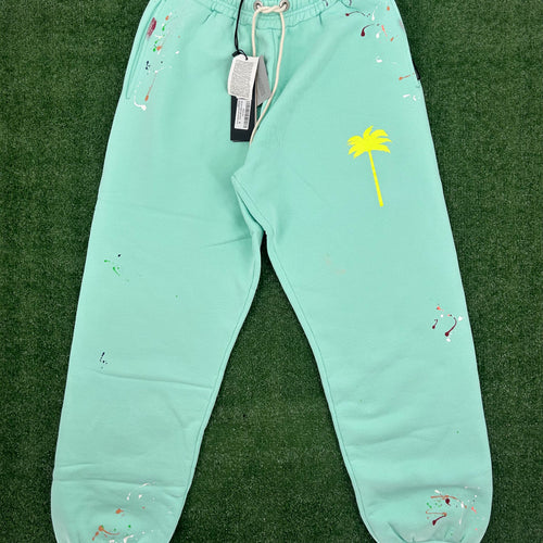 Palm Angels PXP Painted Sweatpants Seafoam Yellow Large Brand New