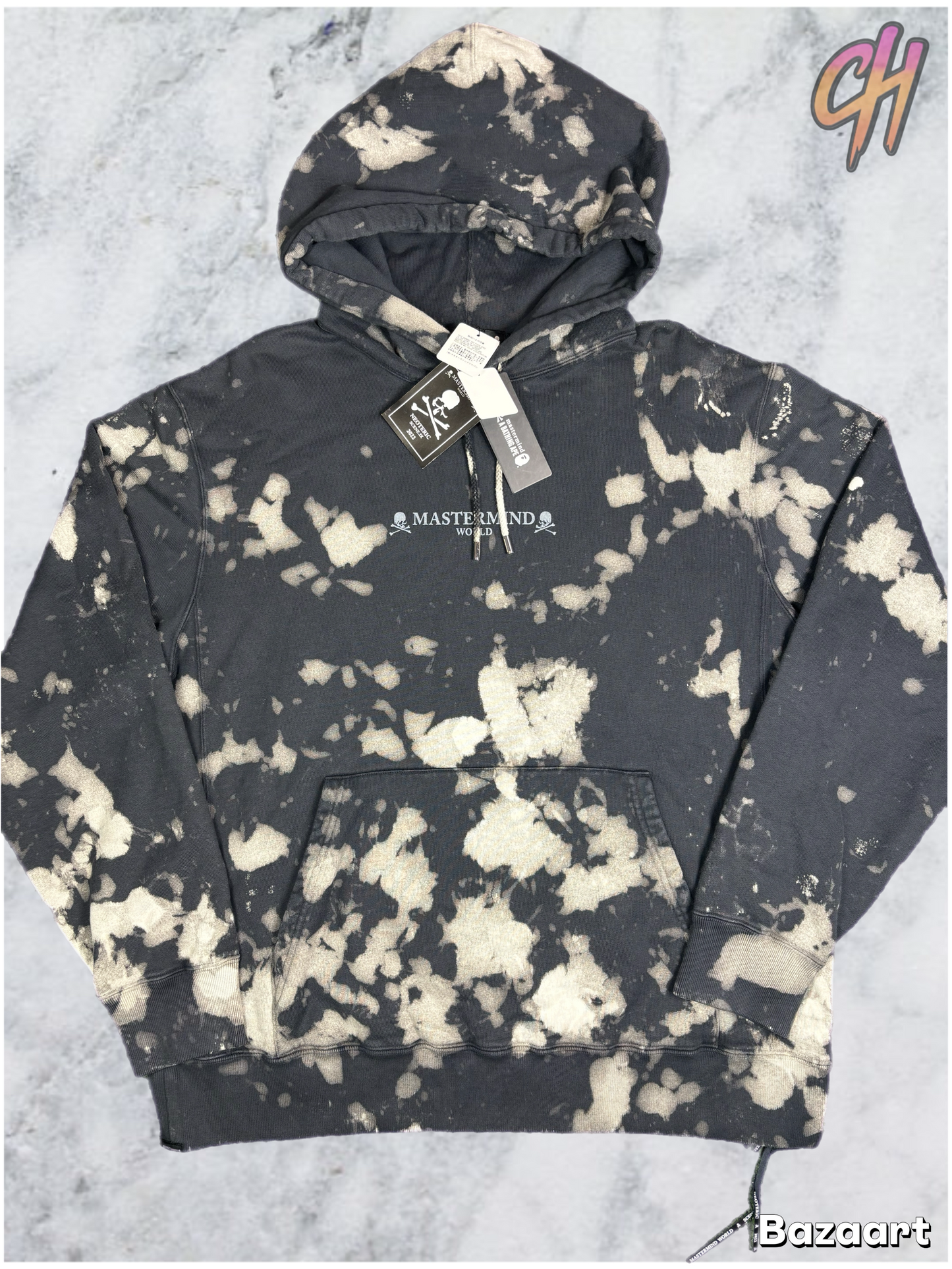 Mastermind World Vs. Bape Black Tie-Dye Hoodie Size Large
