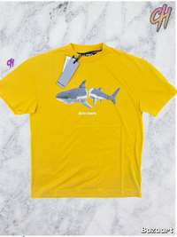 Palm Angels Classic Shark Design Yellow T-Shirt Size Small