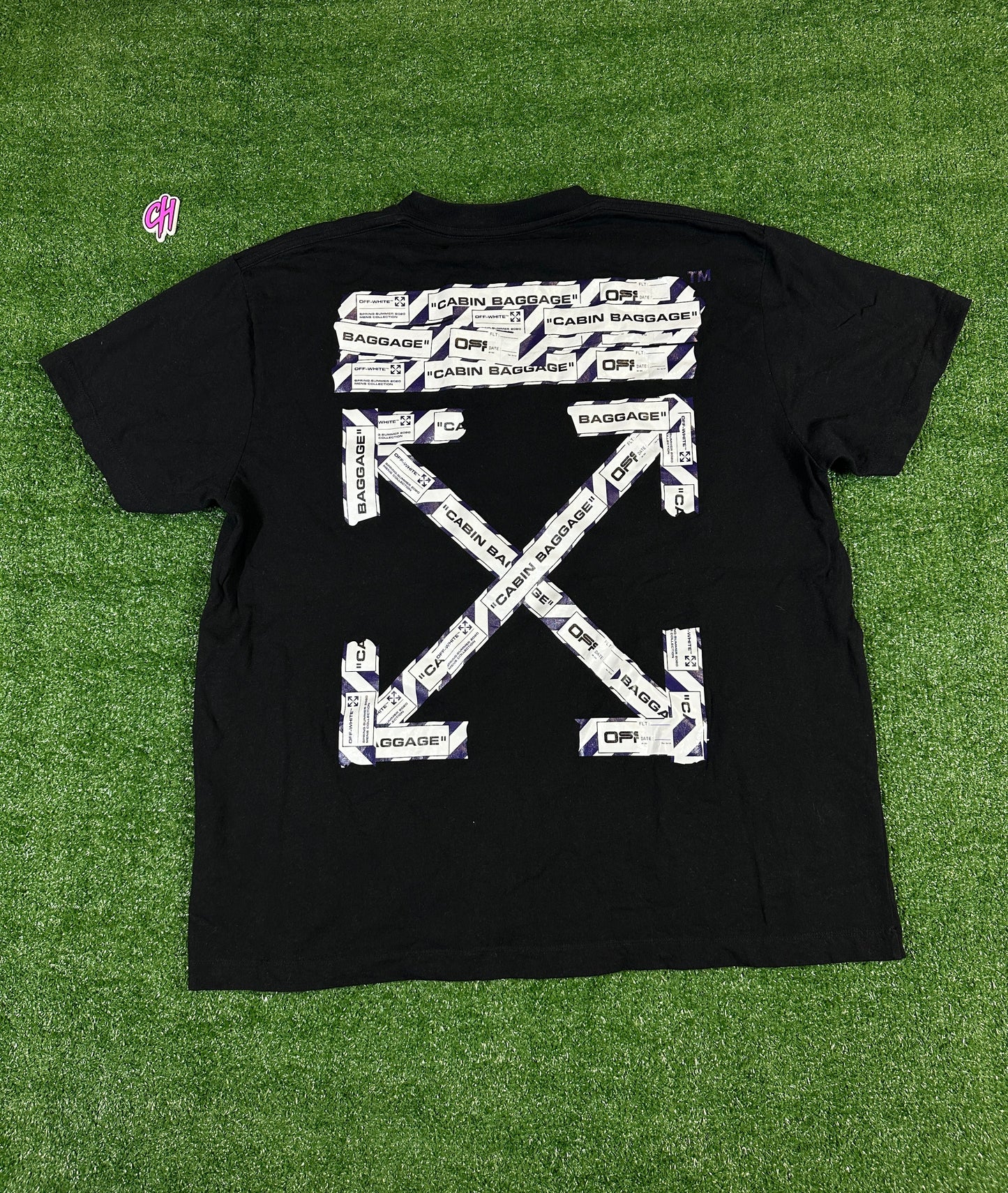Off-White 'Scribbled Arrows Logo' Black/White T-Shirt (USED) - Size Small