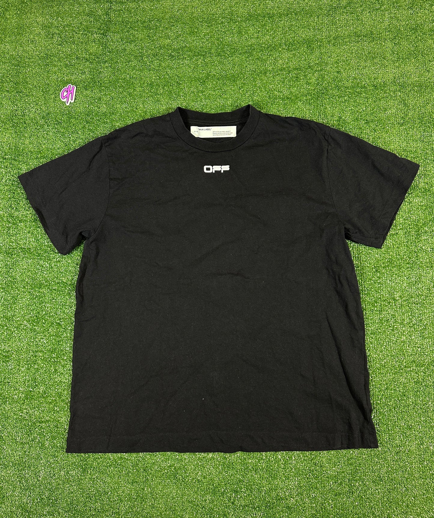Off-White 'Scribbled Arrows Logo' Black/White T-Shirt (USED) - Size Small
