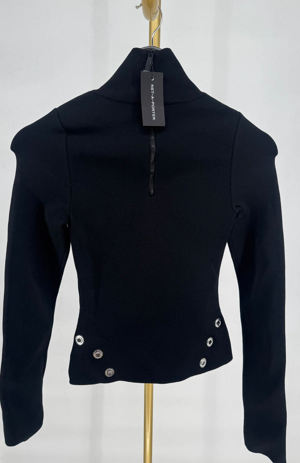 Off-White Eyelets Mock Neck Sweater SZ 40 (MSRP: $1938.00)