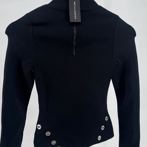 Off-White Eyelets Mock Neck Sweater SZ 40 (MSRP: $1938.00)