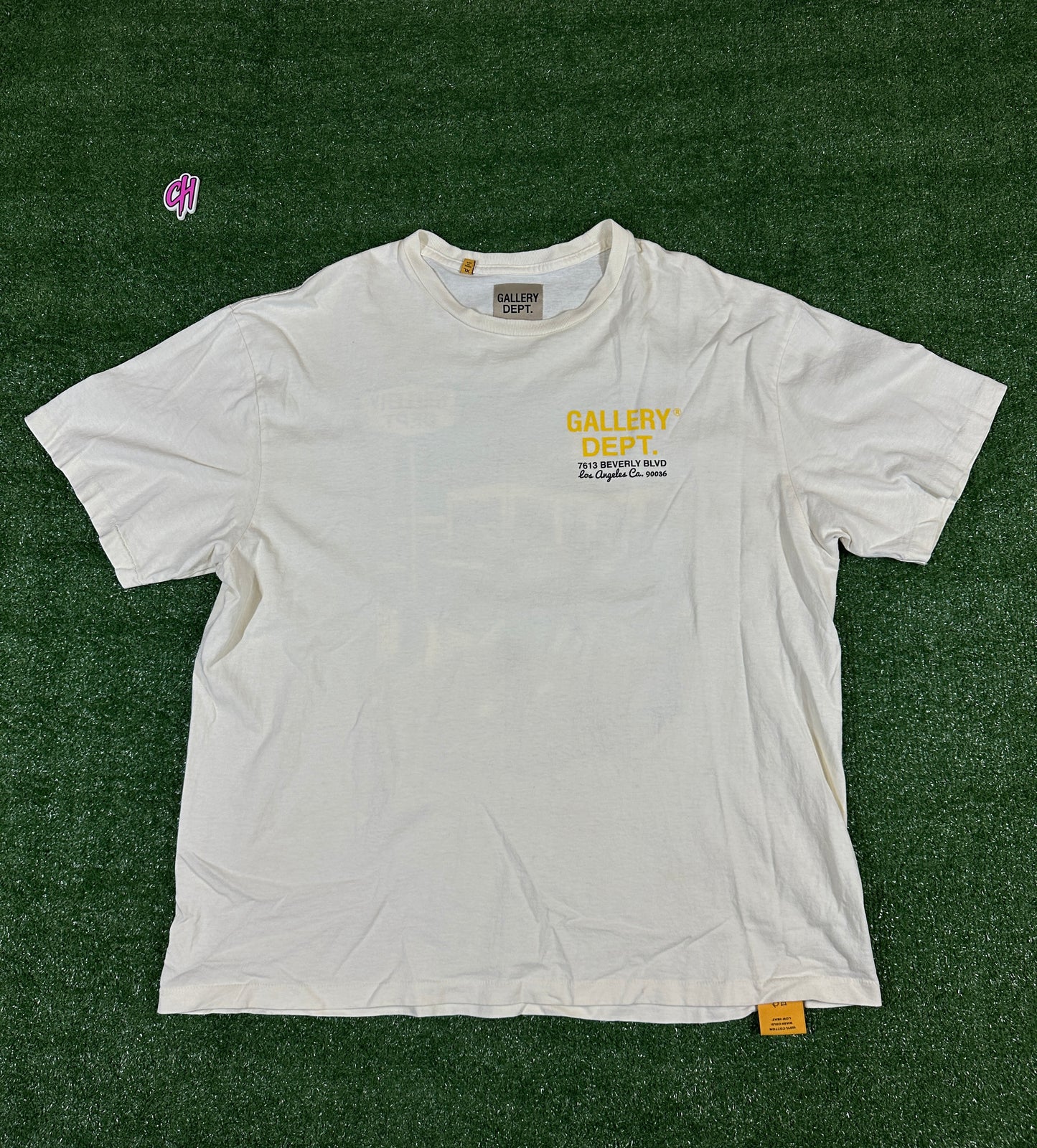 Gallery Dept. 'Drive Thru' Boxy Fit Cream T-Shirt (USED) - Size XL