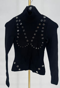 Off-White Eyelets Mock Neck Sweater SZ 40 (MSRP: $1938.00)