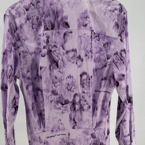 Off-White Chine Satin Twist Shirt Dress Violet SZ 40 (MSRP: $850.00)