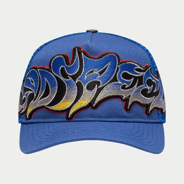 Godspeed GS Neo Trucker Hat - Blue/Yellow/Red