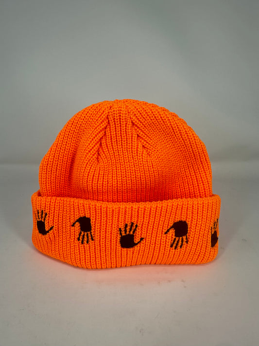 10 Deep 'Many Hands' Orange Beanie Brand New - One Size