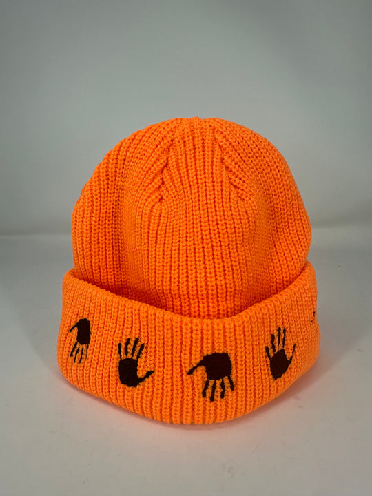 10 Deep 'Many Hands' Orange Beanie Brand New - One Size