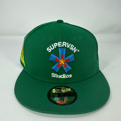 Supervsn Studios X New Era 'Starburst' Green 59Fifty Fitted Hat - Size 7