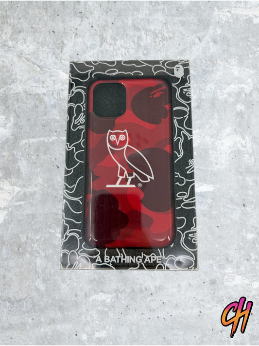 BAPE x OVO Red Color Camo iPhone 11 Pro Case