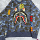 BAPE Color Camo Navy Embroidery Shark Crewneck Large