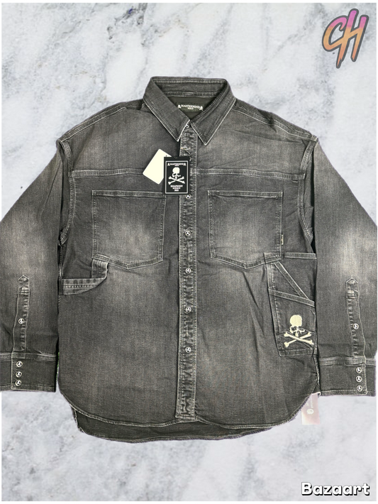 Bape Vs. Mastermind Light Oz Black Denim Shirt Size Large