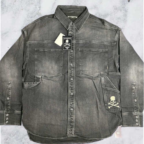 Mastermind World Light Oz. Black Denim Shirt Size Medium (MSRP: $823.00)