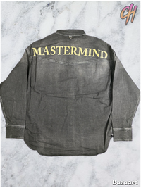 Mastermind World Light Oz. Black Denim Shirt Size Medium (MSRP: $823.00)