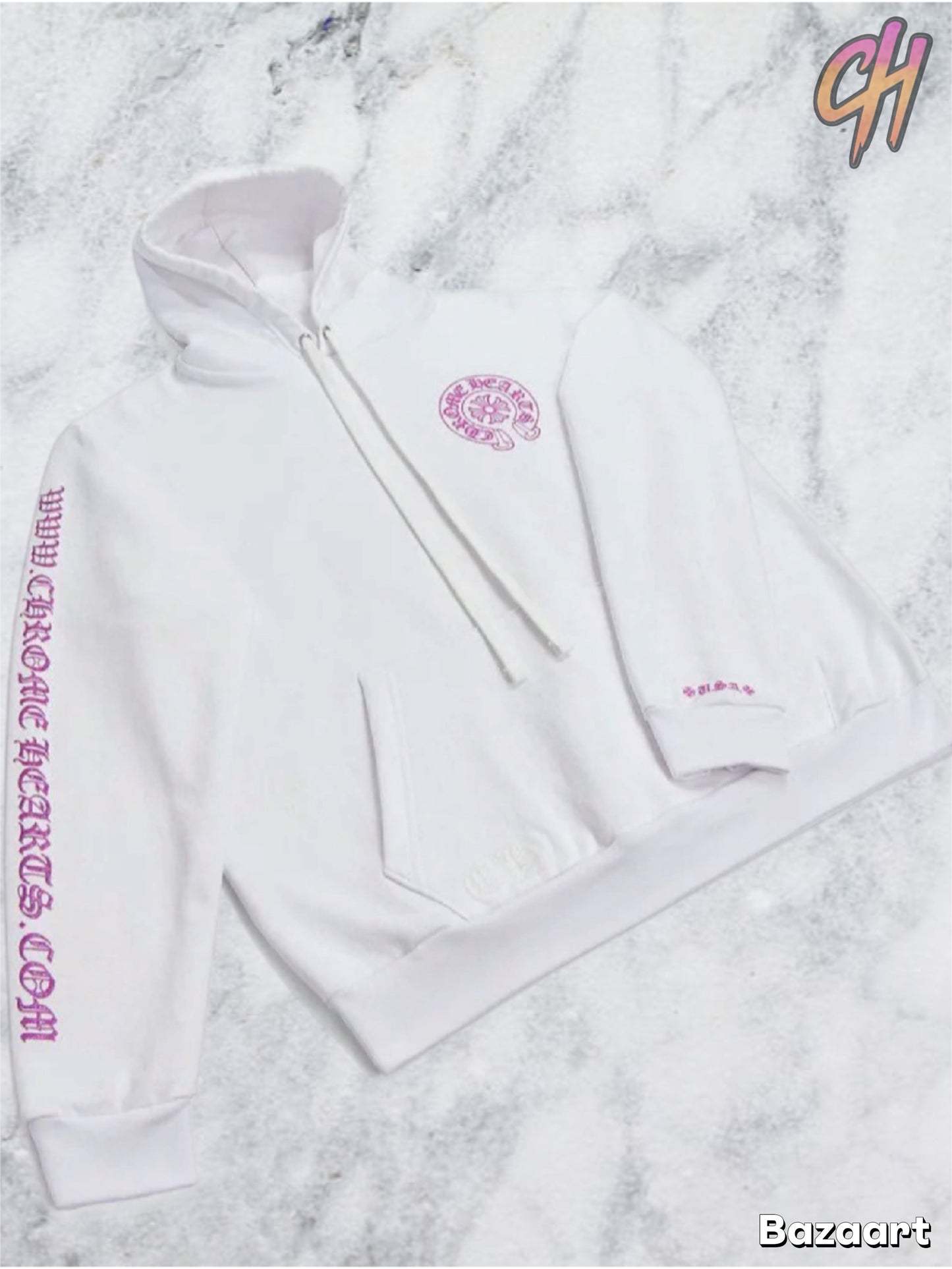 Chrome Hearts Purple Glitter Horseshoe Pullover Hoodie - Size Large