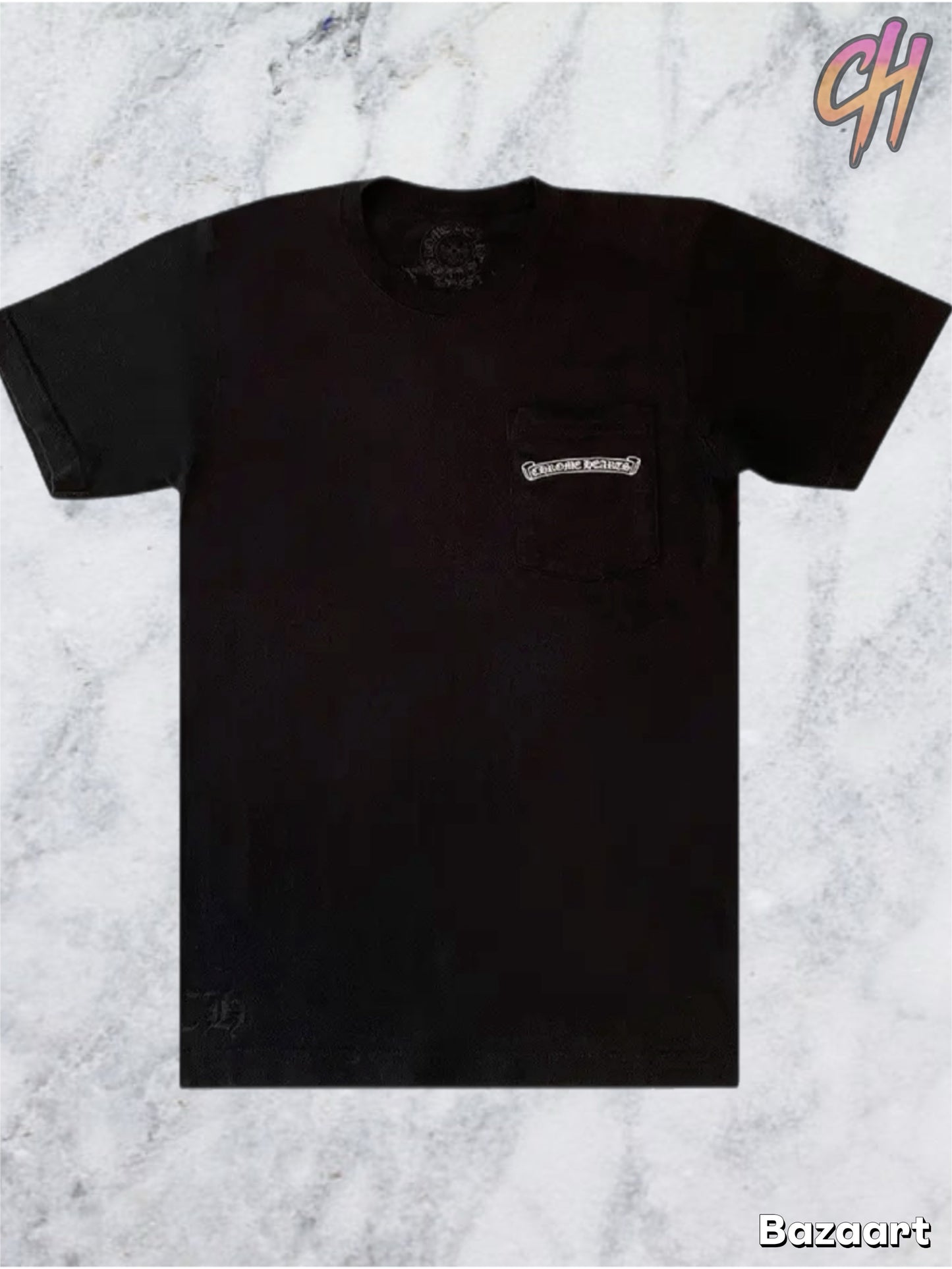 Chrome Hearts Black Scroll Logo Pocket S/S T-Shirt - Size XL