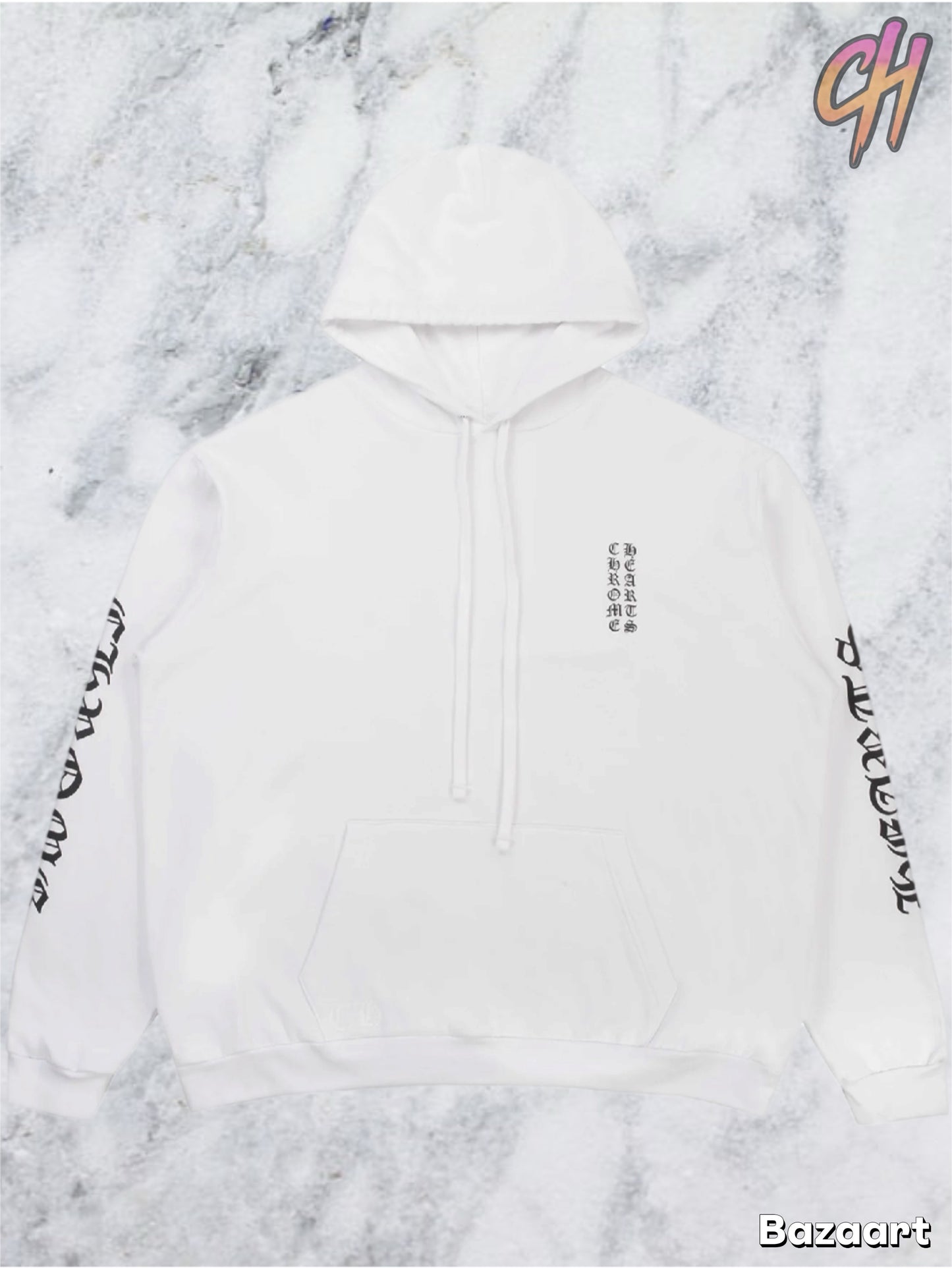 Chrome Hearts Vertical Logo Pullover Hoodie - White - Size Medium