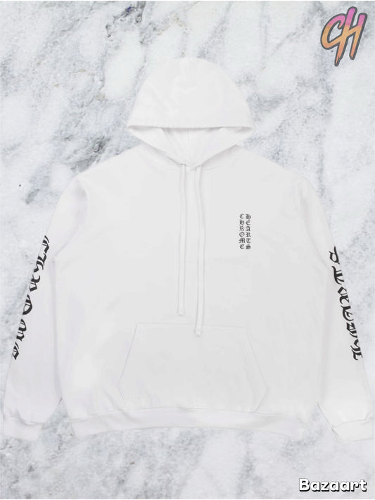 Chrome Hearts Vertical Logo Pullover Hoodie - White - Size Medium