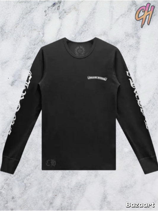 Chrome Hearts Scroll Logo Long-Sleeve Thermal Shirt 'Black'
