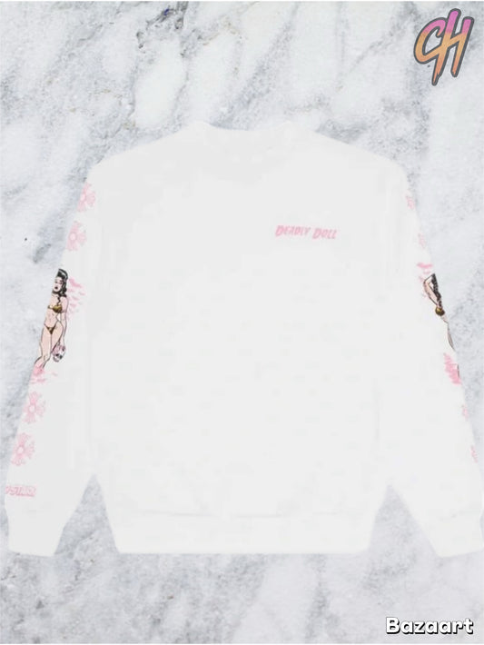 Chrome Hearts Deadly Doll White Pin Up Sweatshirt PRE OWNED