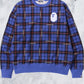 Bape Check Logo Loose Fit Blue Crewneck Sweater Size Small