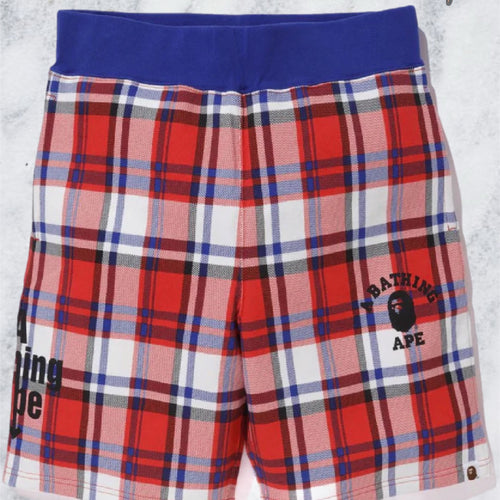 Bape London 0ZX Red Check Sweat Shorts Size Small
