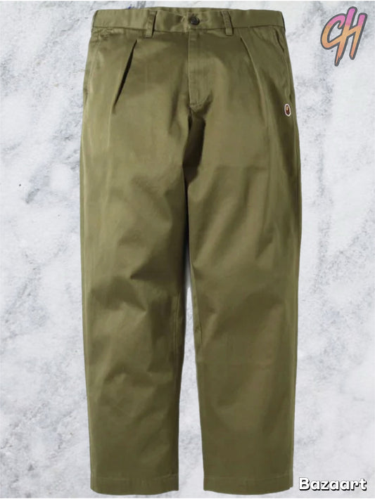 Bape One Pont Loose Fit Dark Olive Chino Pants Size Small