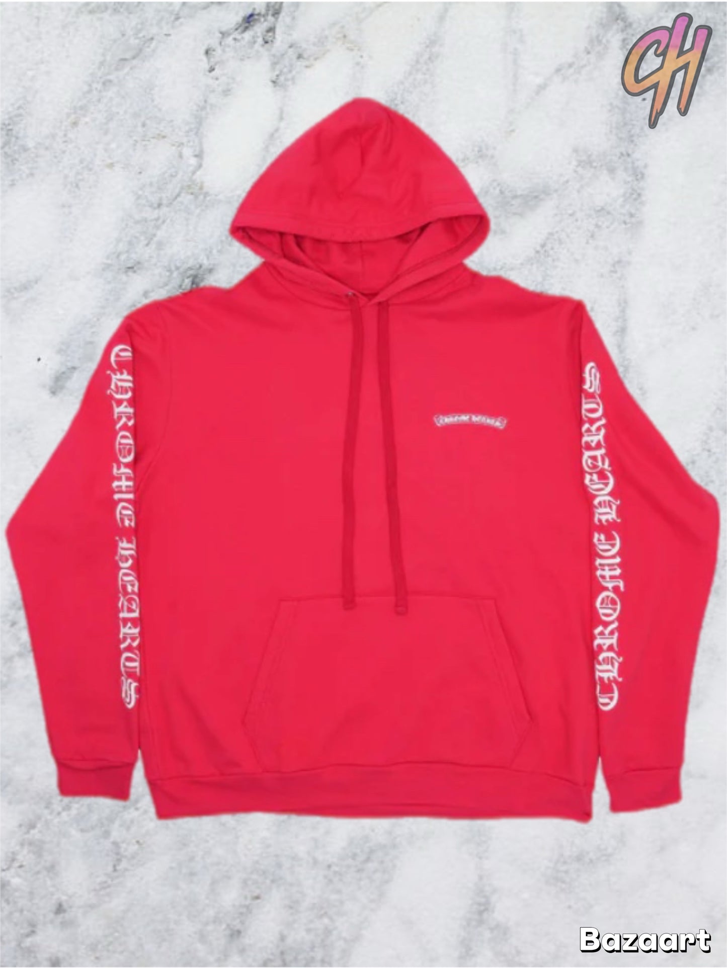 Chrome Hearts Scroll Logo Pullover Hoodie “Red” Size XL