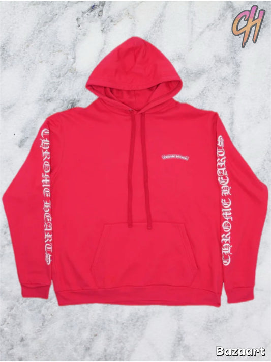Chrome Hearts Scroll Logo Pullover Hoodie “Red” Size XL