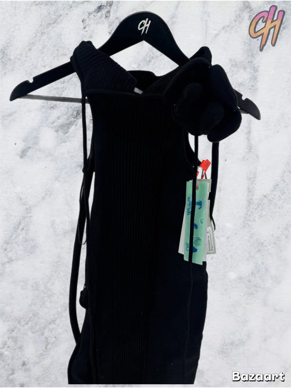 Off-White Peony Cut Out Rib Long Dress Black Size 38 (MSRP: $2259.00)